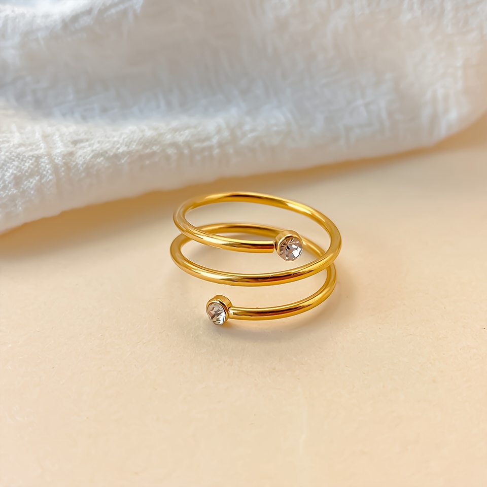 Carnival Stainless Steel Twisted Band Ring with Sparkling Artificial Stone